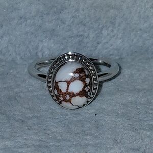 Dainty Wild Horse Jasper Sterling Silver Ring